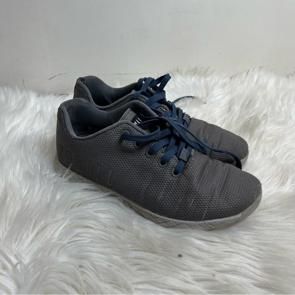 Nobull Gray Textured Blue Laces Lace Up Athletic Trainers Size 8